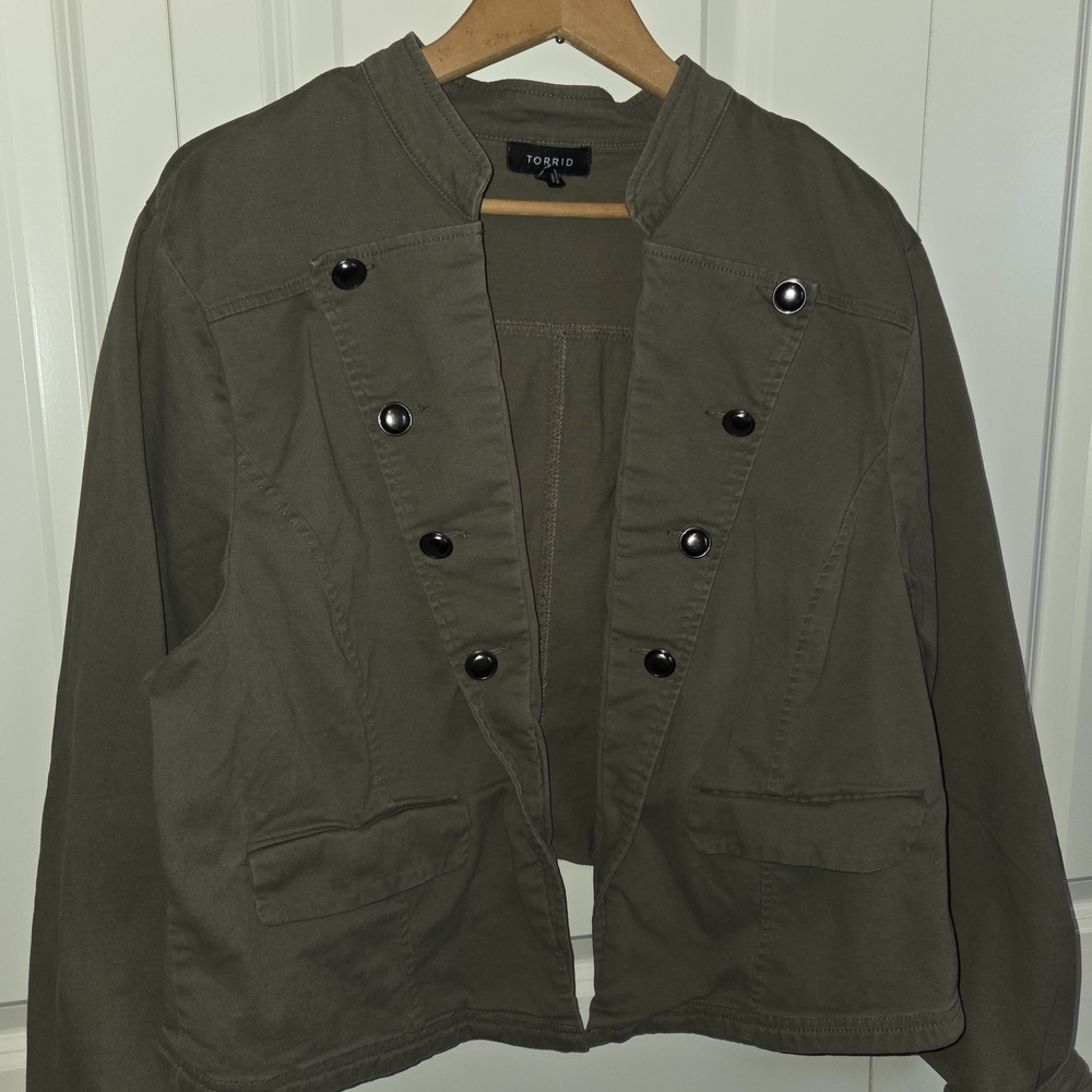 Torrid Army Green Cropped Jacket Sz 4x Military Style